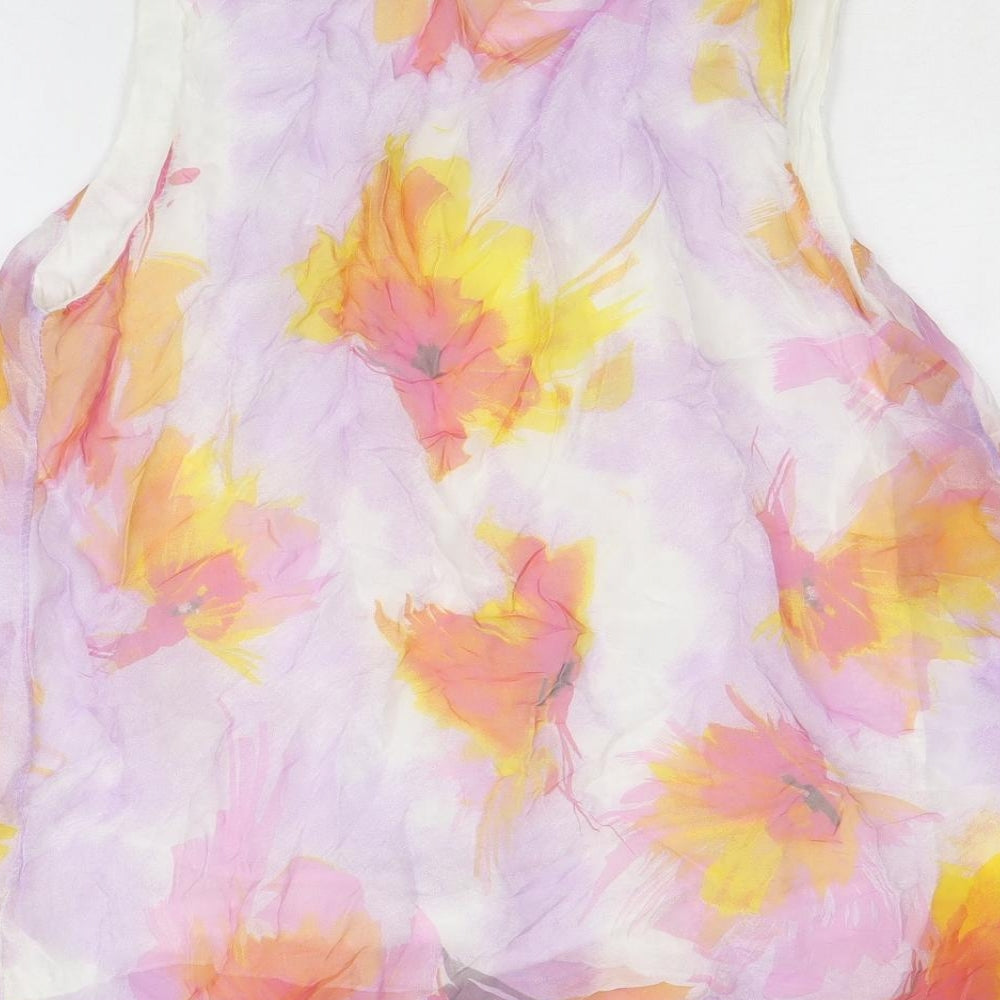 Alice Rinaldi Womens Multicoloured Floral Silk Basic Tank Size S Scoop Neck