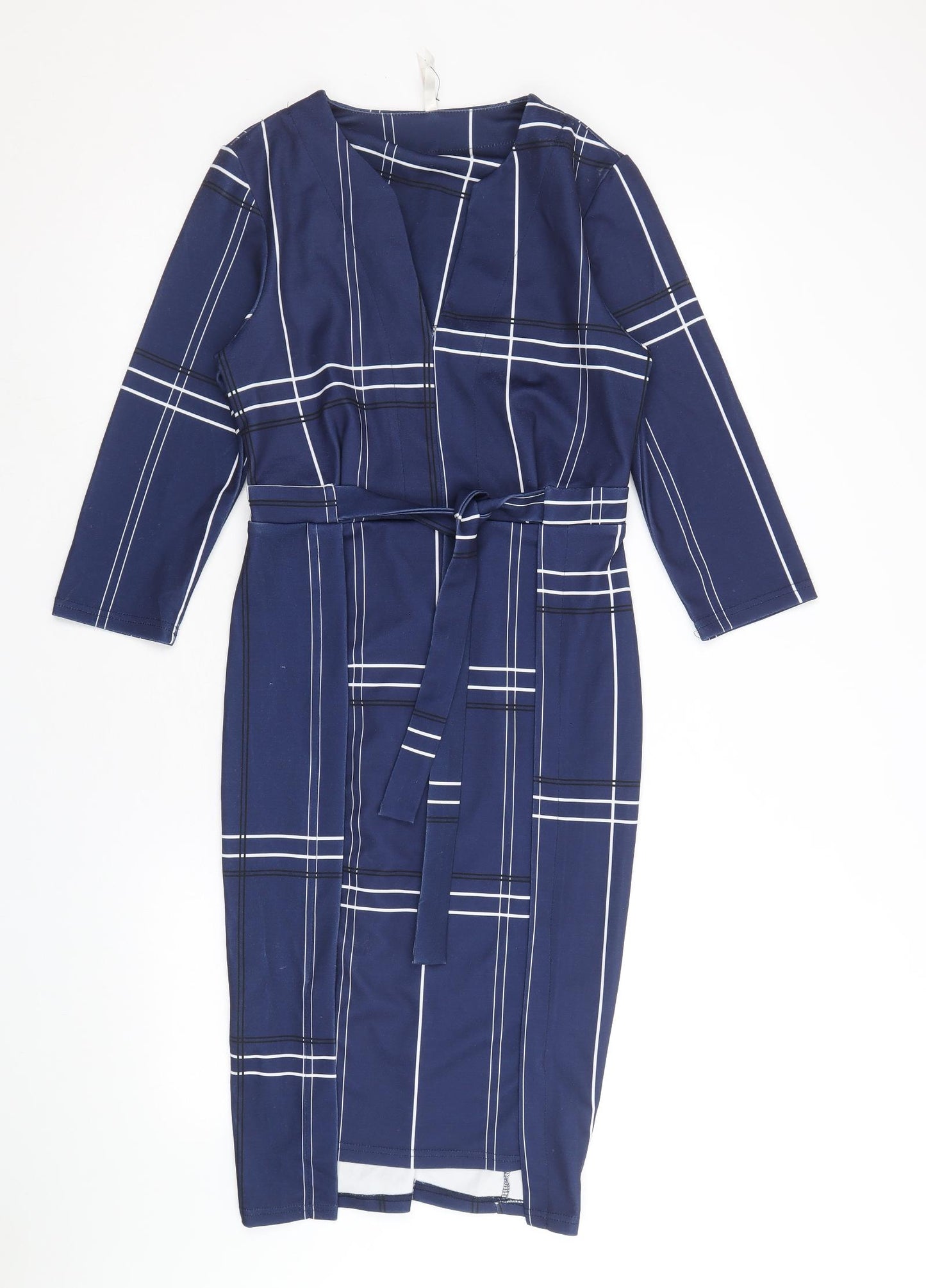 Stella Womens Blue Geometric Polyester A-Line Size 8 V-Neck Pullover