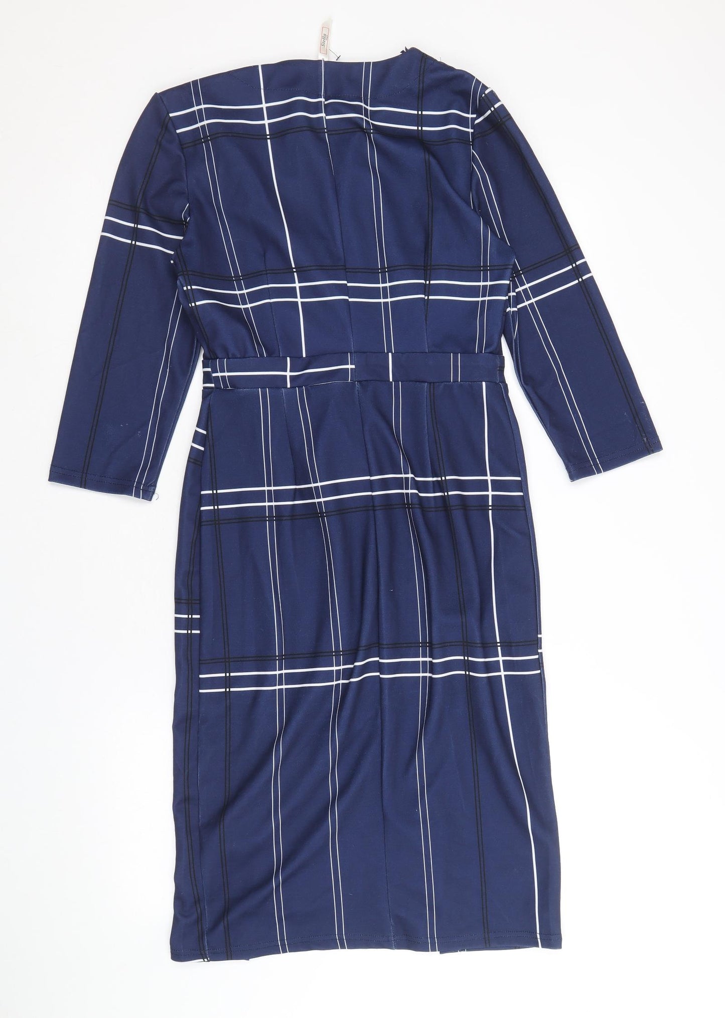 Stella Womens Blue Geometric Polyester A-Line Size 8 V-Neck Pullover