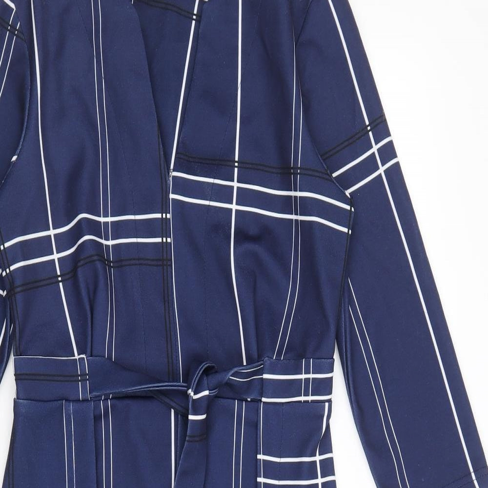 Stella Womens Blue Geometric Polyester A-Line Size 8 V-Neck Pullover
