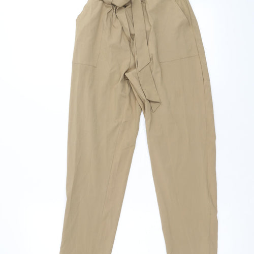 Preworn Womens Brown Polyester Trousers Size S Regular Tie