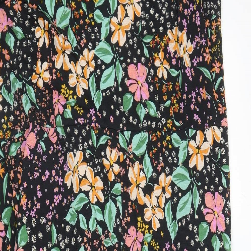 George Womens Black Floral Polyester Jumpsuit One-Piece Size 2XL Pullover
