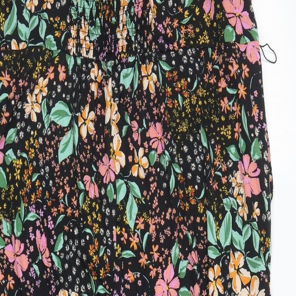 George Womens Black Floral Polyester Jumpsuit One-Piece Size 2XL Pullover