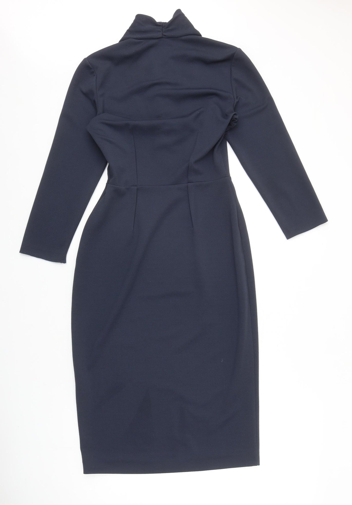 Gina Bacconi Womens Blue Polyester A-Line Size 8 V-Neck Zip