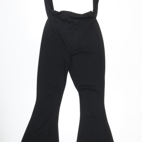 PRETTYLITTLETHING Womens Black Polyester Dungaree One-Piece Size 8 Pullover