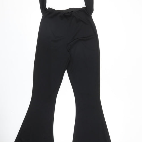 PRETTYLITTLETHING Womens Black Polyester Dungaree One-Piece Size 8 Pullover
