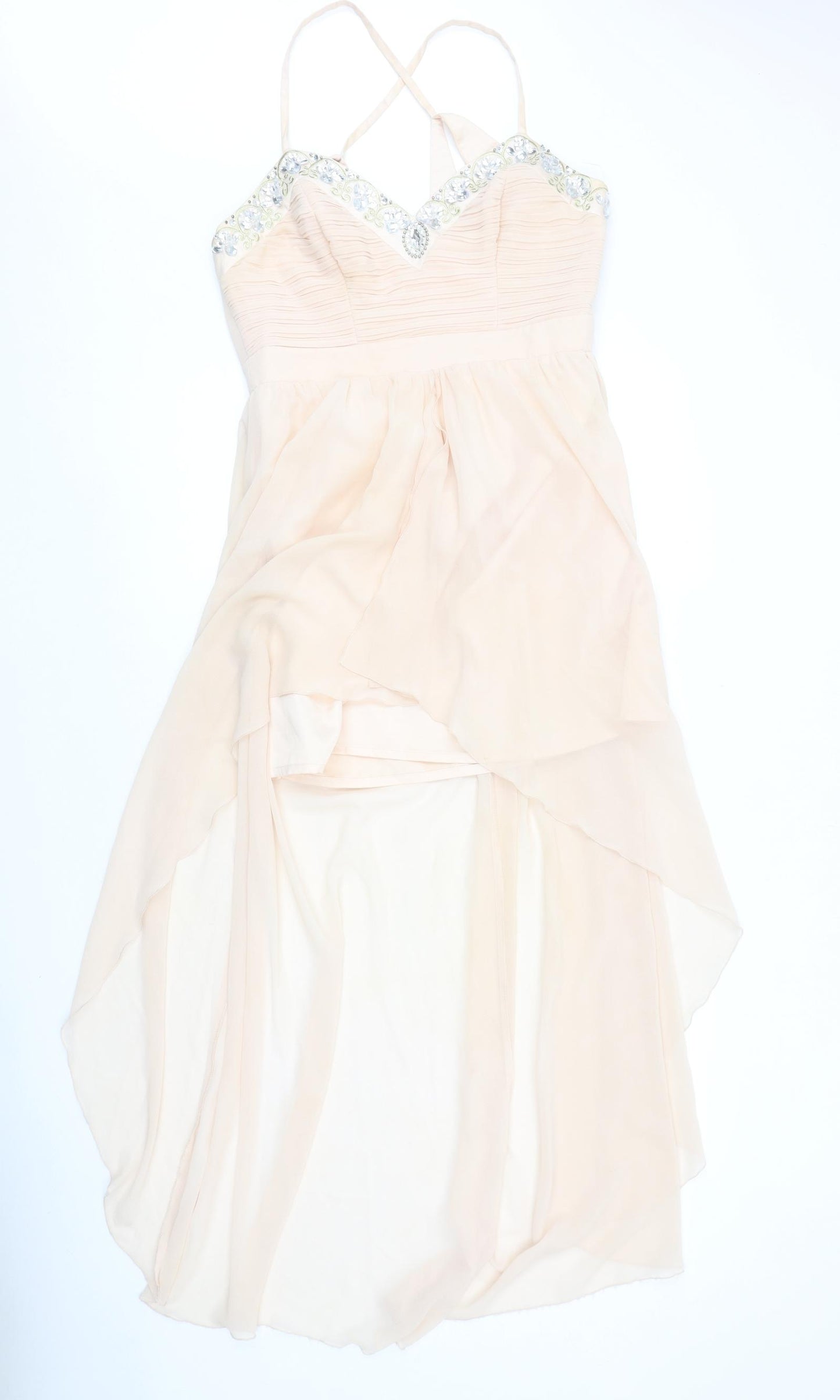 Lipsy Womens Pink Polyester Ball Gown Size 12 V-Neck Zip