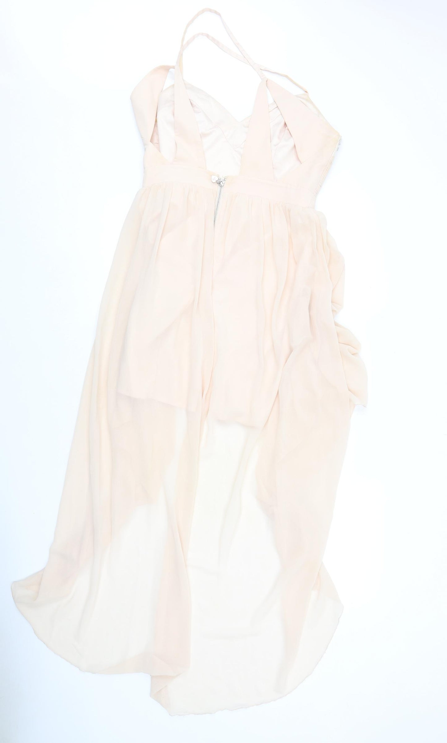 Lipsy Womens Pink Polyester Ball Gown Size 12 V-Neck Zip