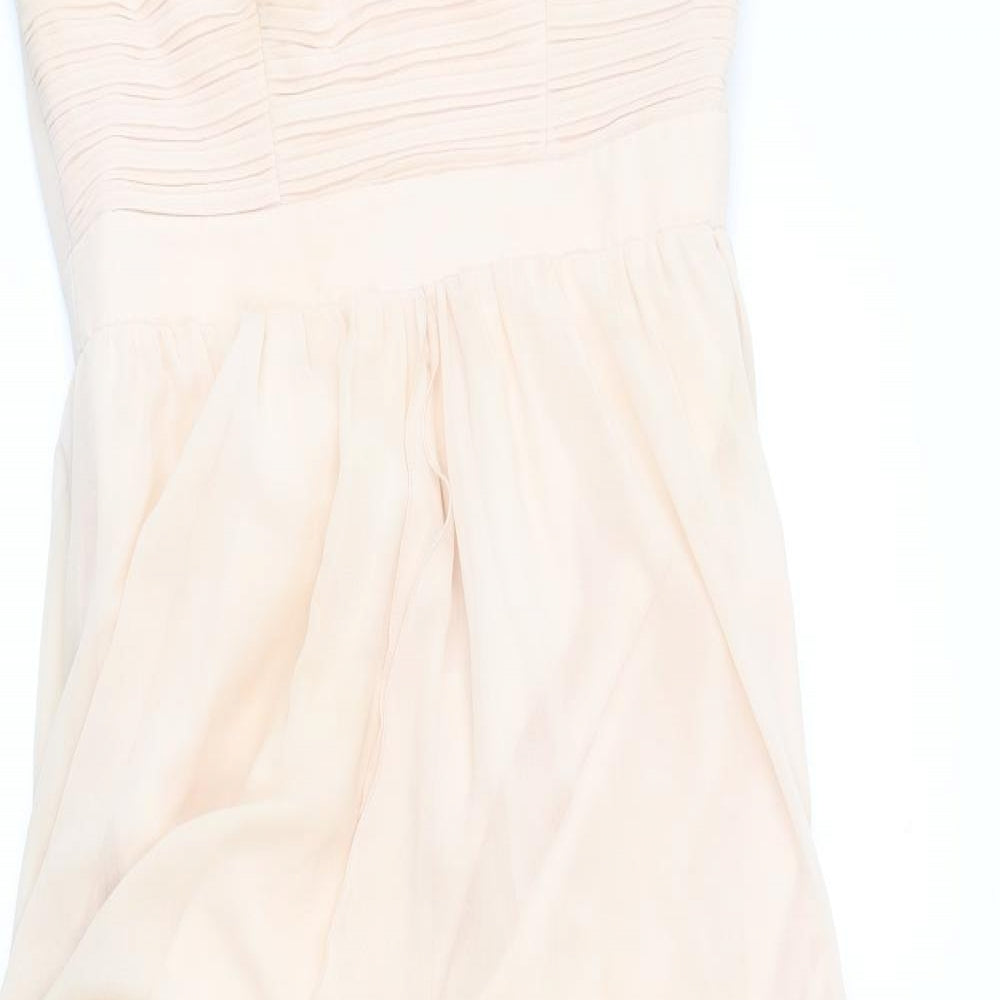 Lipsy Womens Pink Polyester Ball Gown Size 12 V-Neck Zip