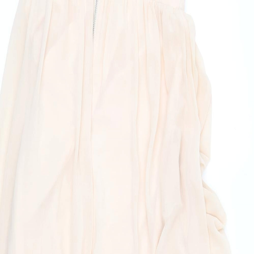 Lipsy Womens Pink Polyester Ball Gown Size 12 V-Neck Zip