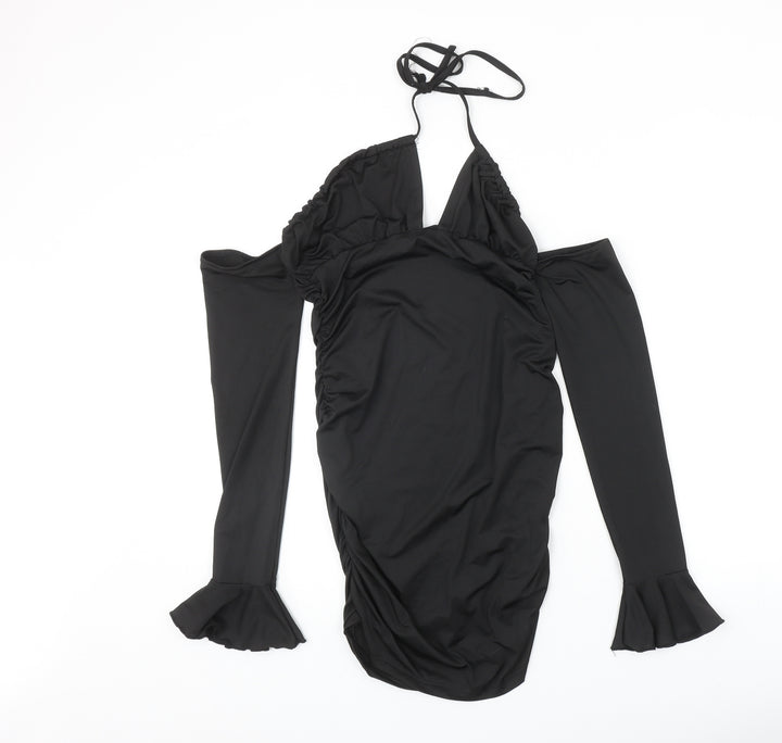 SheIn Womens Black Polyester Bodycon Size M Halter Pullover