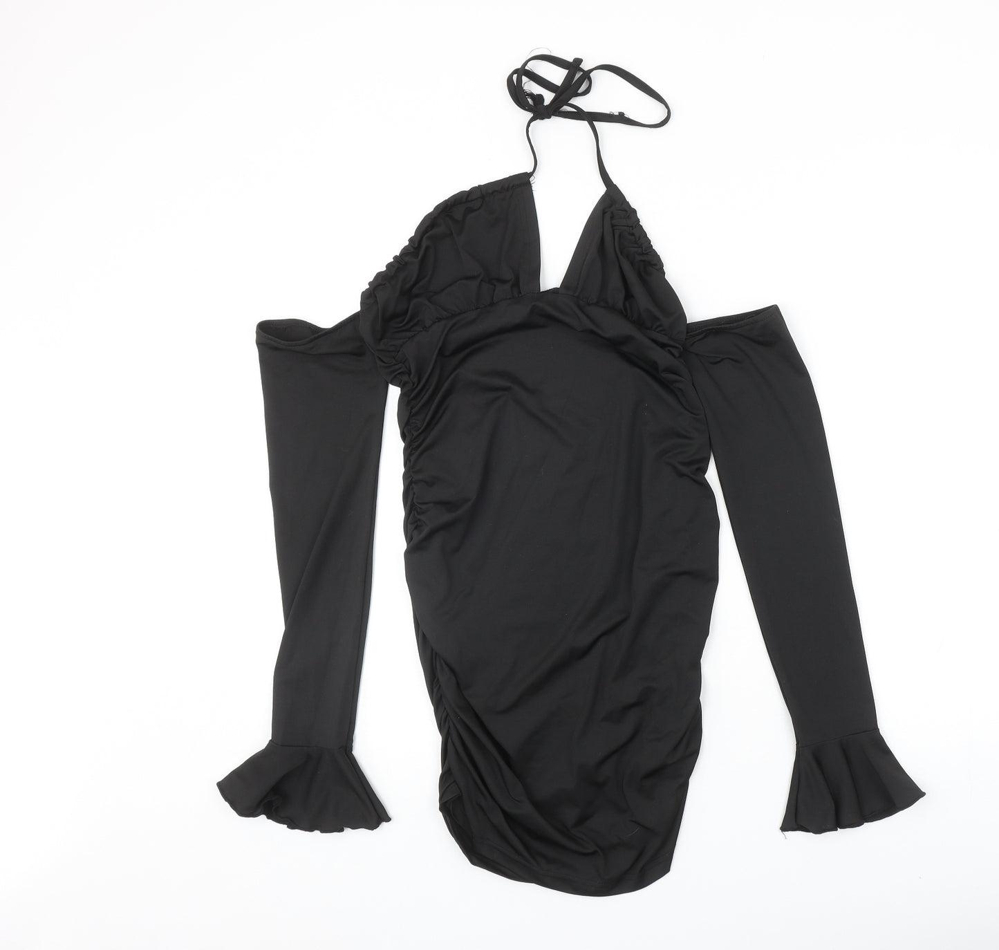 SheIn Womens Black Polyester Bodycon Size M Halter Pullover