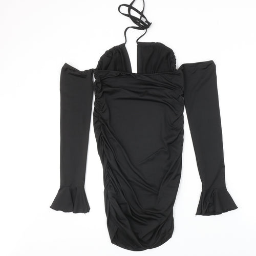 SheIn Womens Black Polyester Bodycon Size M Halter Pullover