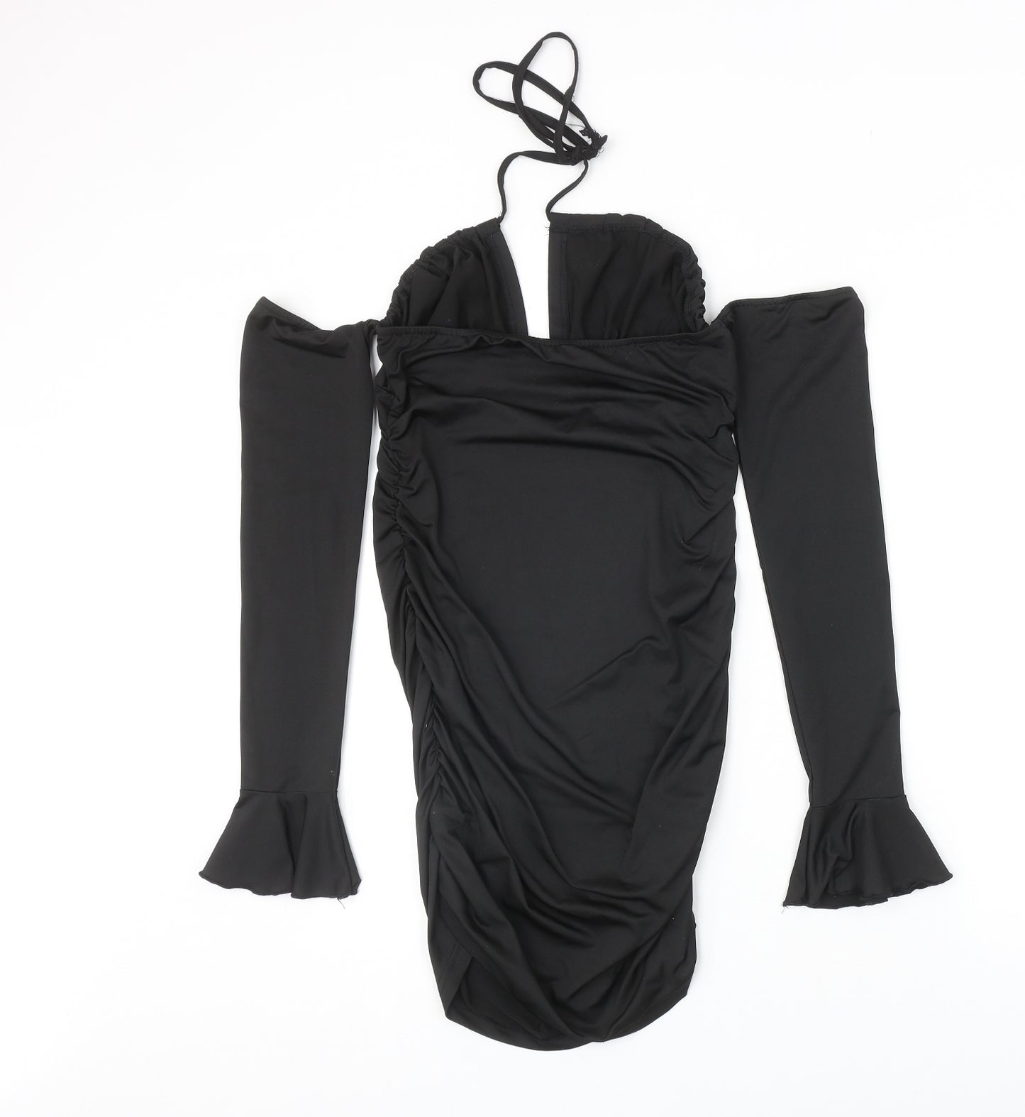 SheIn Womens Black Polyester Bodycon Size M Halter Pullover