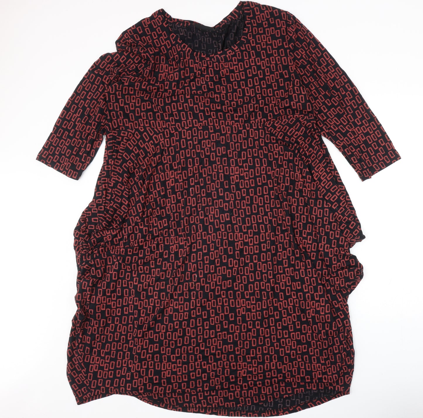 Capri Womens Black Geometric Viscose Fit & Flare Size 24 Round Neck Pullover