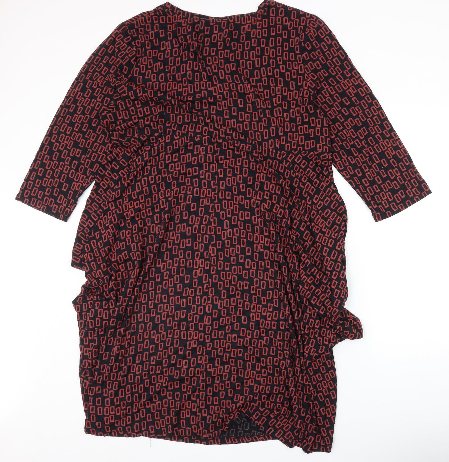 Capri Womens Black Geometric Viscose Fit & Flare Size 24 Round Neck Pullover
