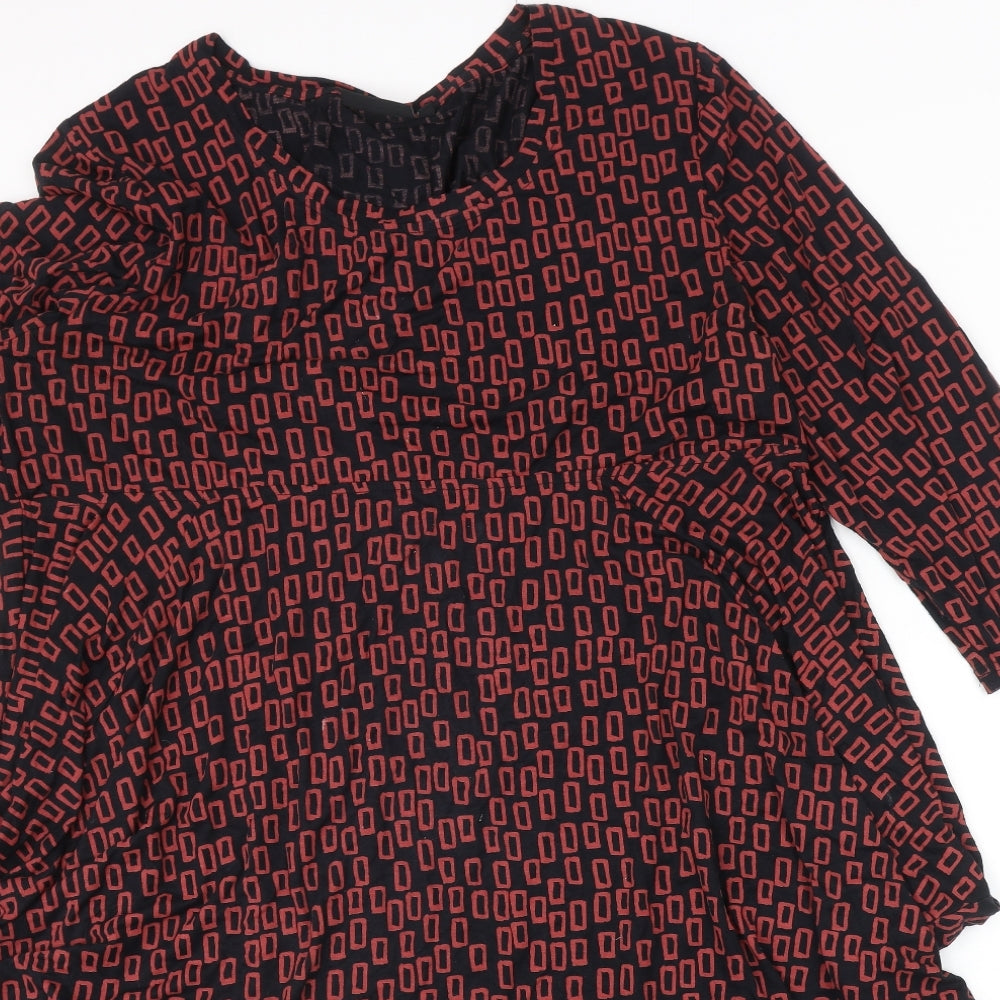 Capri Womens Black Geometric Viscose Fit & Flare Size 24 Round Neck Pullover