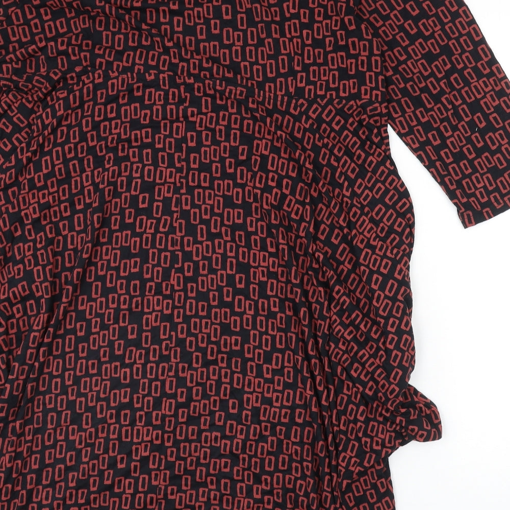Capri Womens Black Geometric Viscose Fit & Flare Size 24 Round Neck Pullover