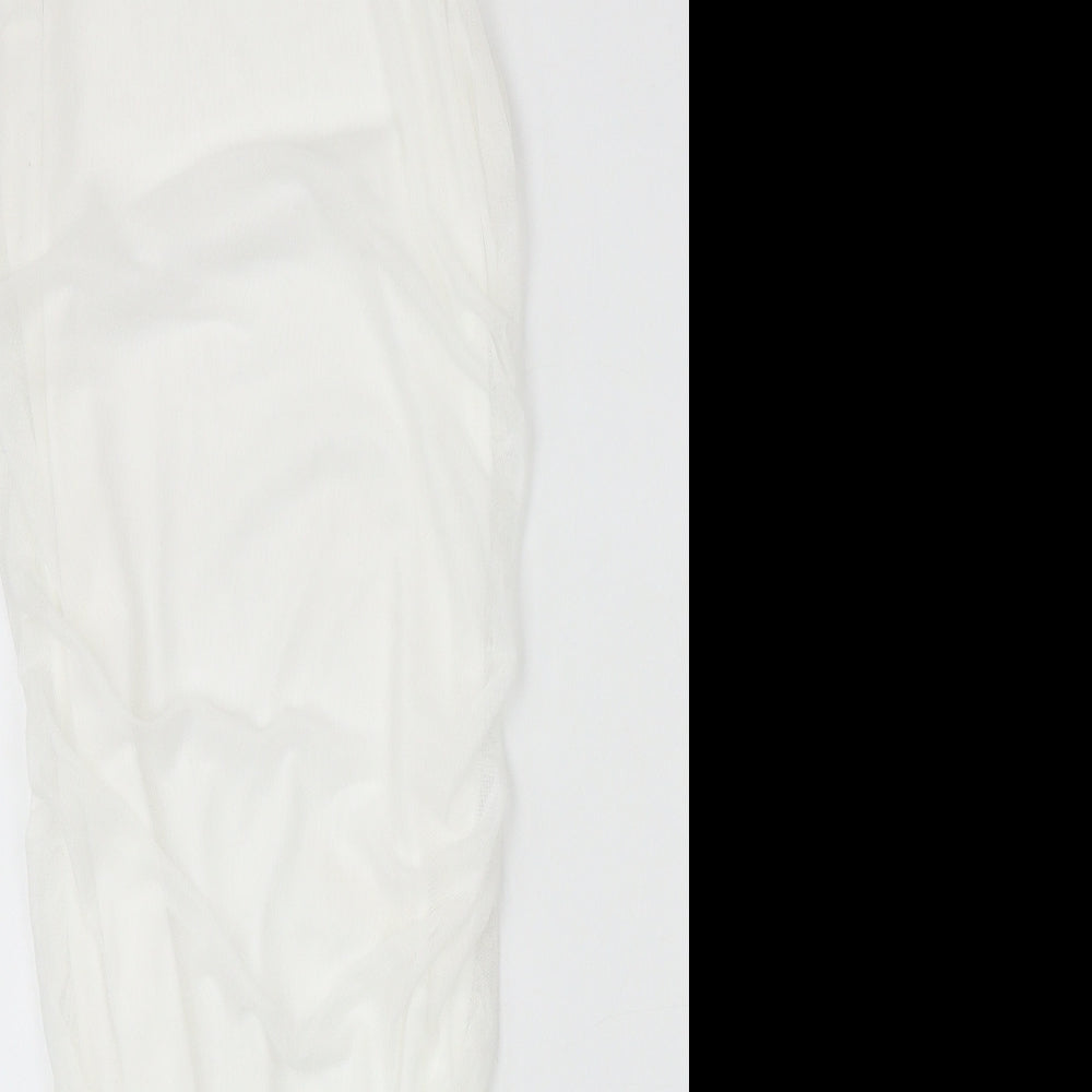Boohoo Womens Ivory Polyester Bodycon Size 14 Round Neck Pullover