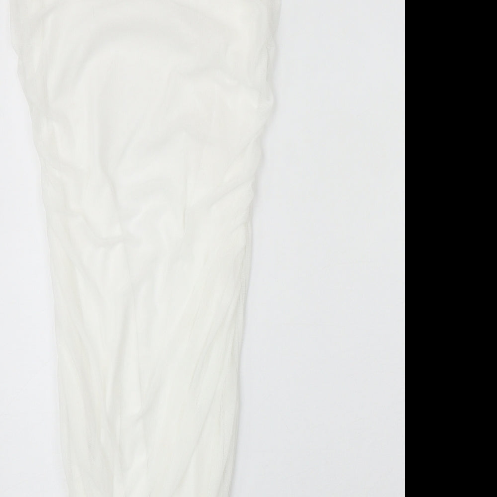 Boohoo Womens Ivory Polyester Bodycon Size 14 Round Neck Pullover