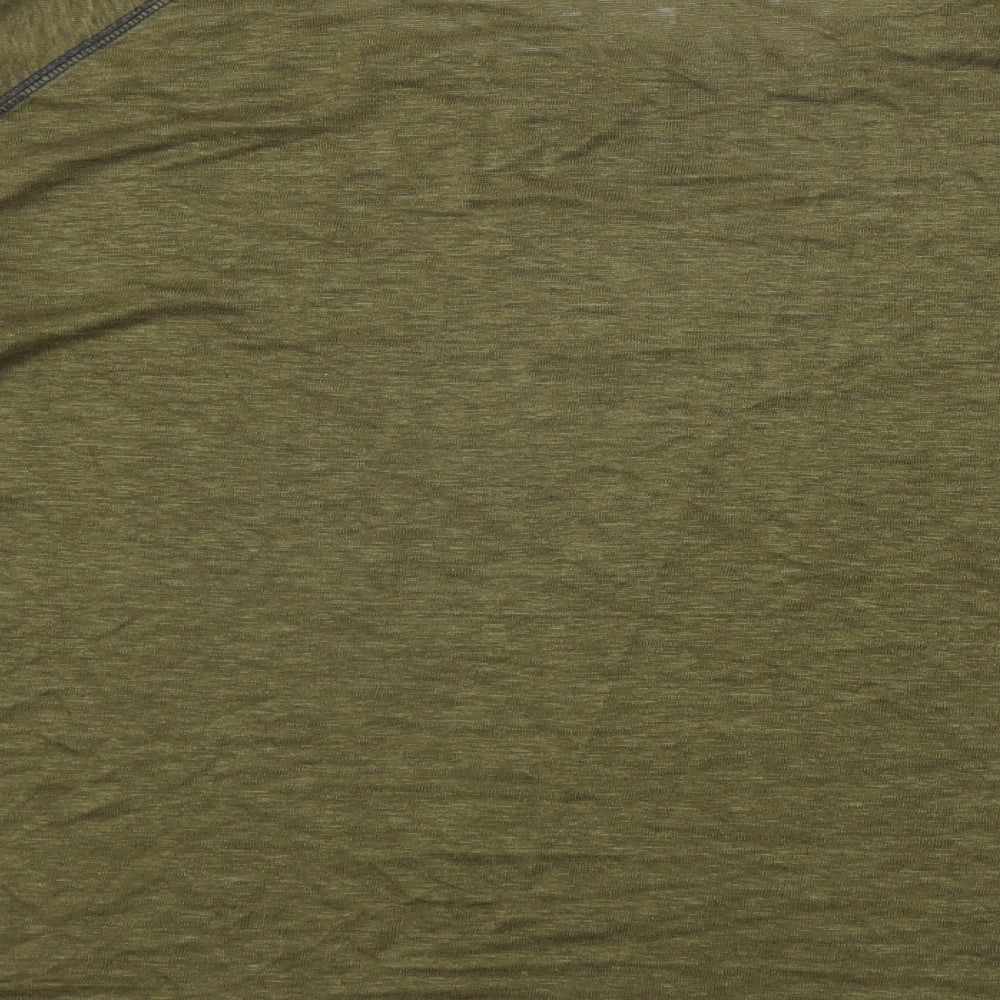 Jager Womens Green Linen Basic T-Shirt Size L Round Neck