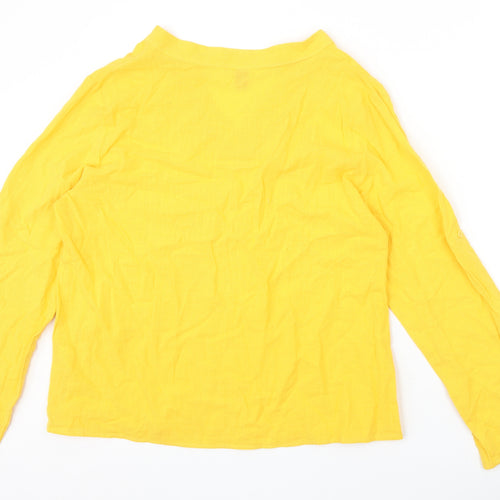Emery Rose Womens Yellow Polyester Basic T-Shirt Size XL V-Neck