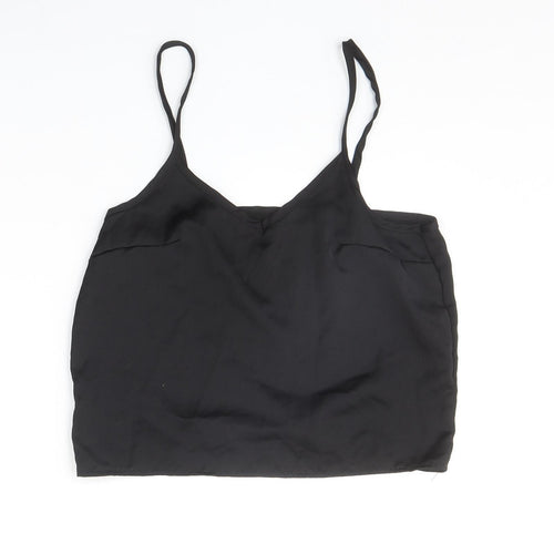 Missguided Womens Black Polyester Basic Tank Size 6 V-Neck