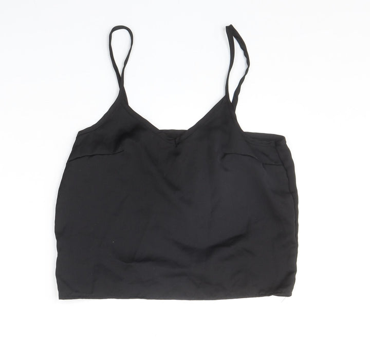 Missguided Womens Black Polyester Basic Tank Size 6 V-Neck