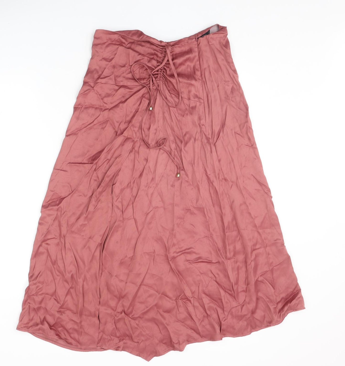 Zara Womens Pink Viscose Swing Skirt Size M Zip