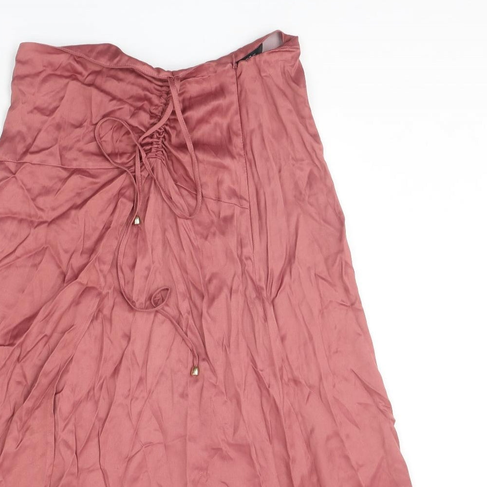 Zara Womens Pink Viscose Swing Skirt Size M Zip