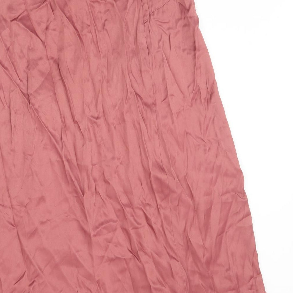 Zara Womens Pink Viscose Swing Skirt Size M Zip