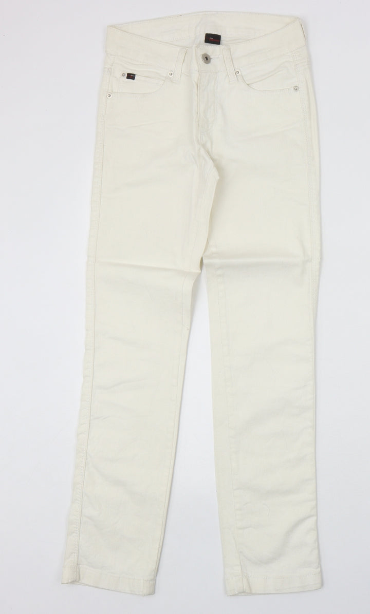 Miss Petrolio Womens Ivory Cotton Skinny Jeans Size 30 in Regular Zip
