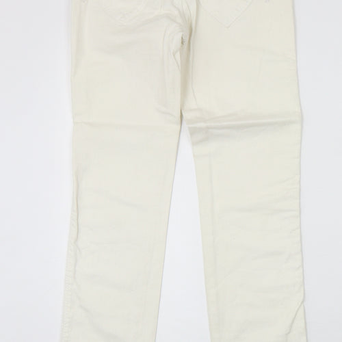 Miss Petrolio Womens Ivory Cotton Skinny Jeans Size 30 in Regular Zip