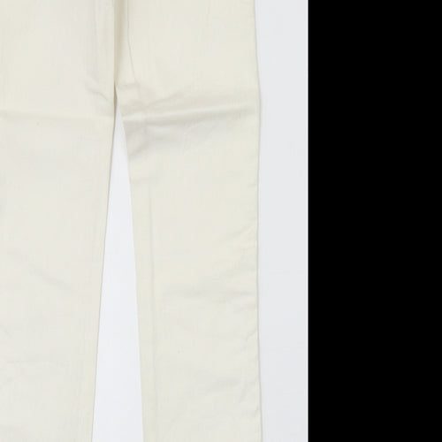 Miss Petrolio Womens Ivory Cotton Skinny Jeans Size 30 in Regular Zip