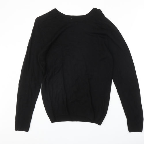 River Island Womens Black Round Neck Acrylic Pullover Jumper Size XS