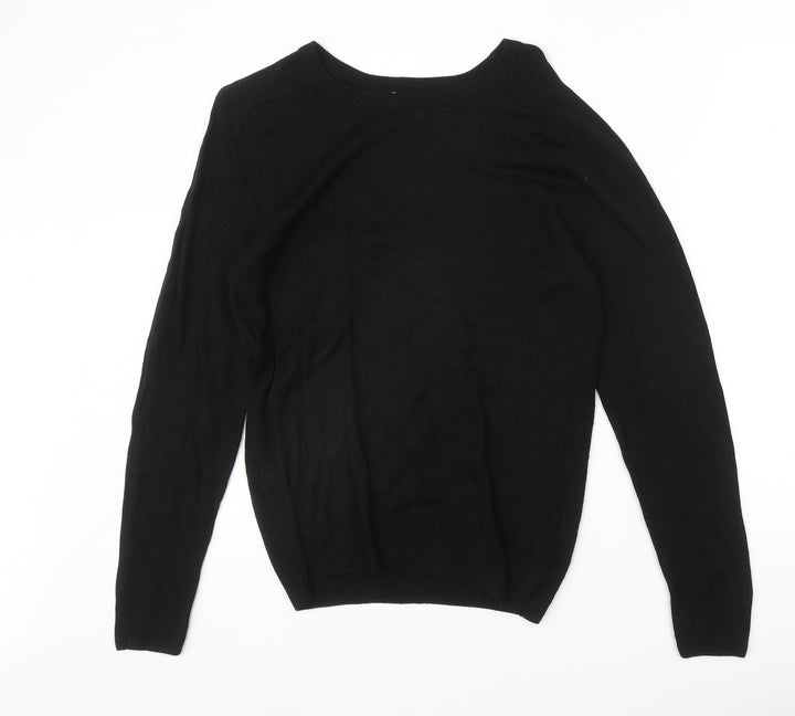 River Island Womens Black Round Neck Acrylic Pullover Jumper Size XS