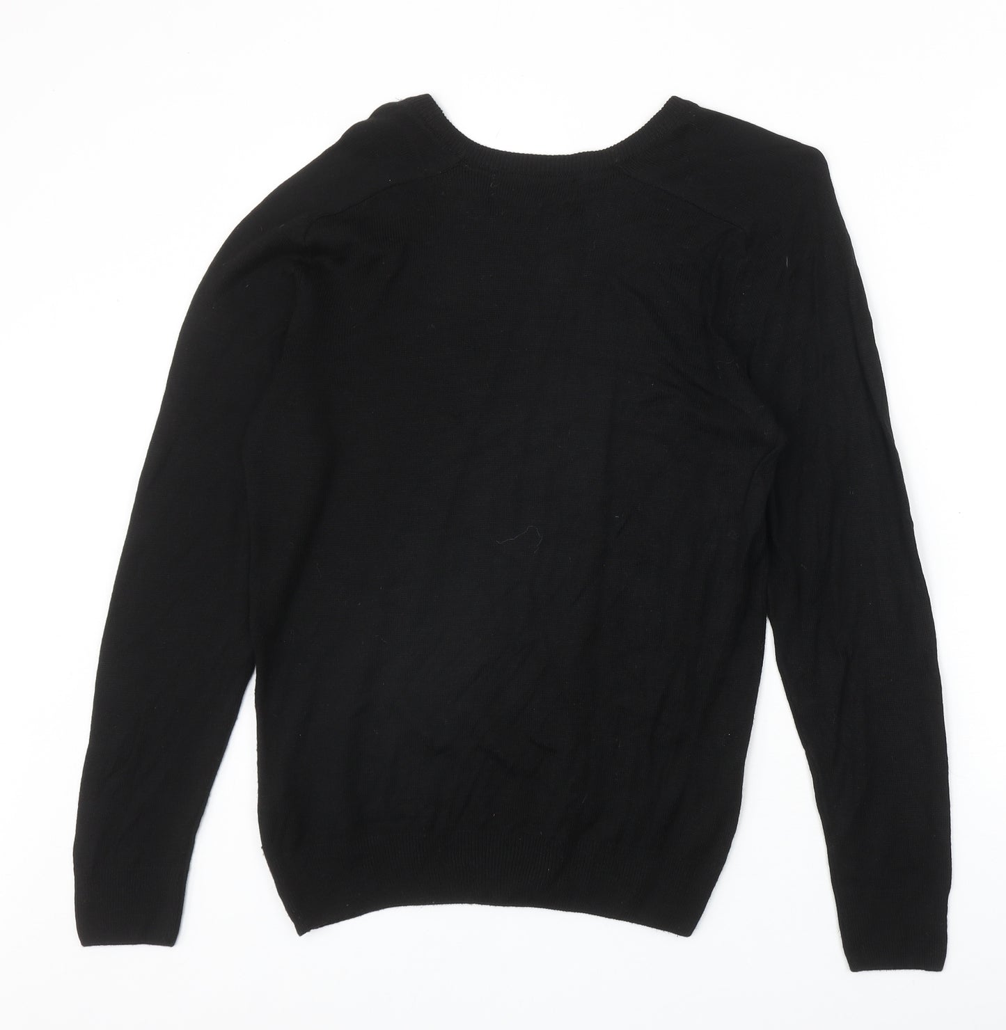 River Island Womens Black Round Neck Acrylic Pullover Jumper Size XS