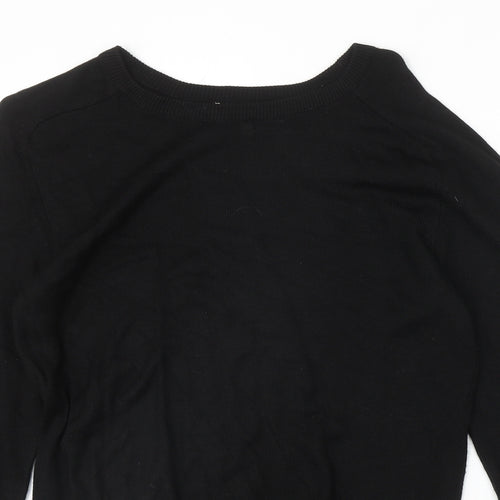 River Island Womens Black Round Neck Acrylic Pullover Jumper Size XS