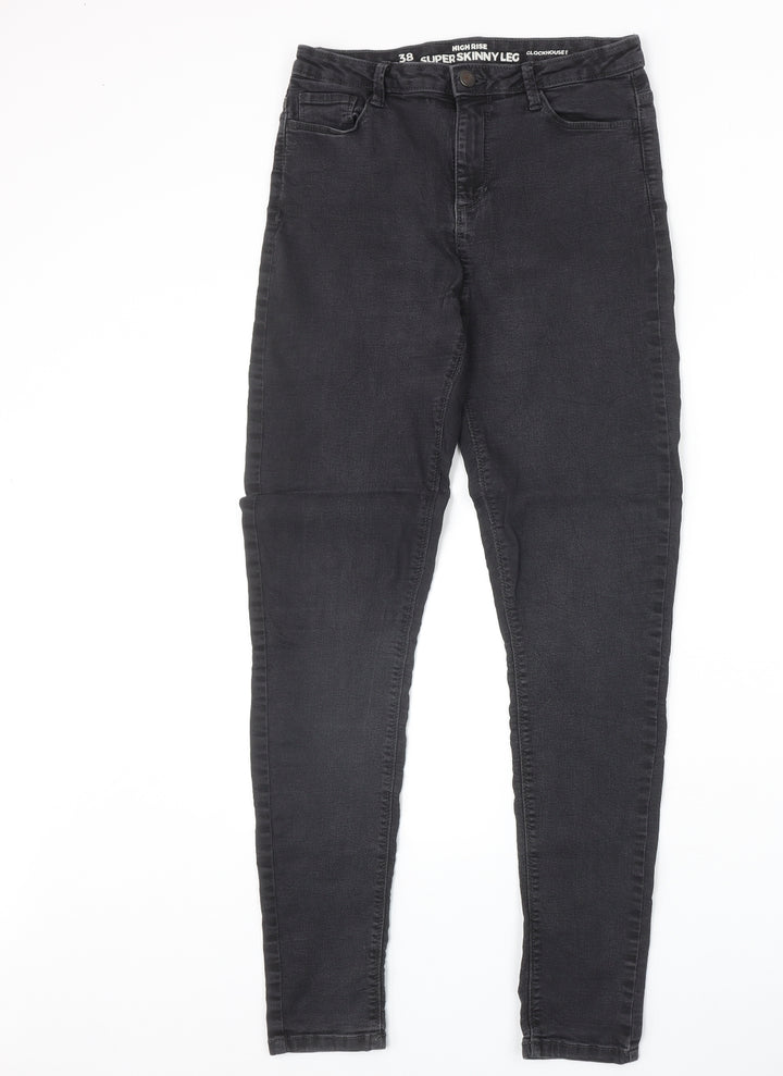 Preworn Womens Black Cotton Skinny Jeans Size 38 in Slim Zip