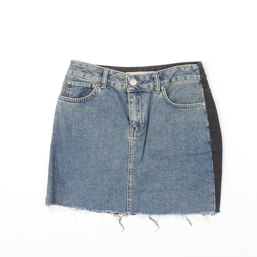 ASOS Womens Blue Cotton A-Line Skirt Size 4XL Zip
