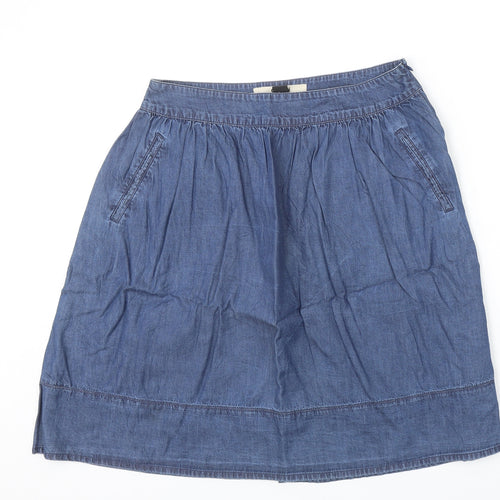 Ostin Womens Blue Cotton A-Line Skirt Size S Zip
