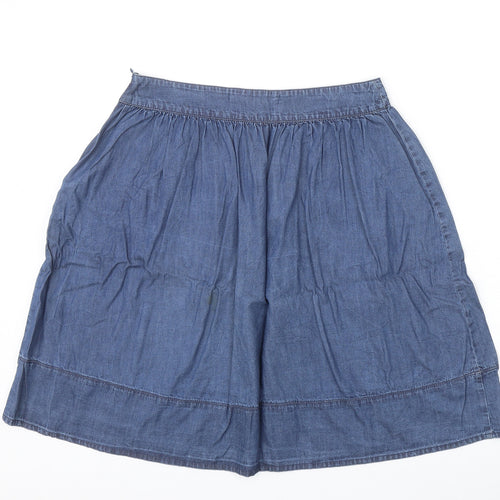 Ostin Womens Blue Cotton A-Line Skirt Size S Zip