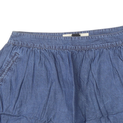 Ostin Womens Blue Cotton A-Line Skirt Size S Zip