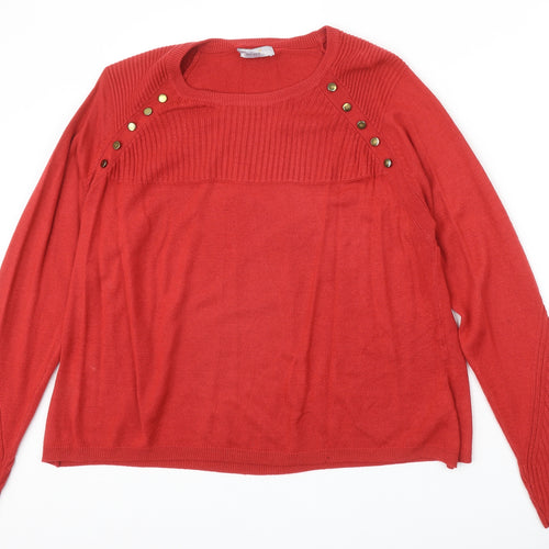Marks and Spencer Womens Red Round Neck Acrylic Pullover Jumper Size 18
