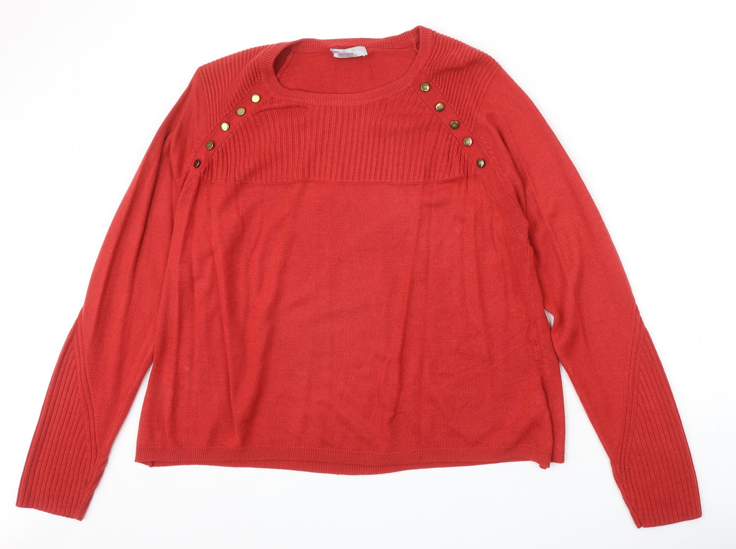 Marks and Spencer Womens Red Round Neck Acrylic Pullover Jumper Size 18