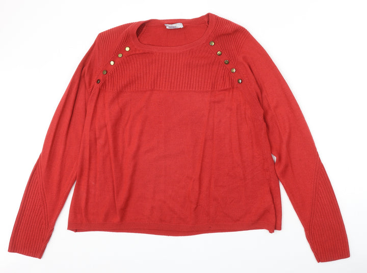 Marks and Spencer Womens Red Round Neck Acrylic Pullover Jumper Size 18