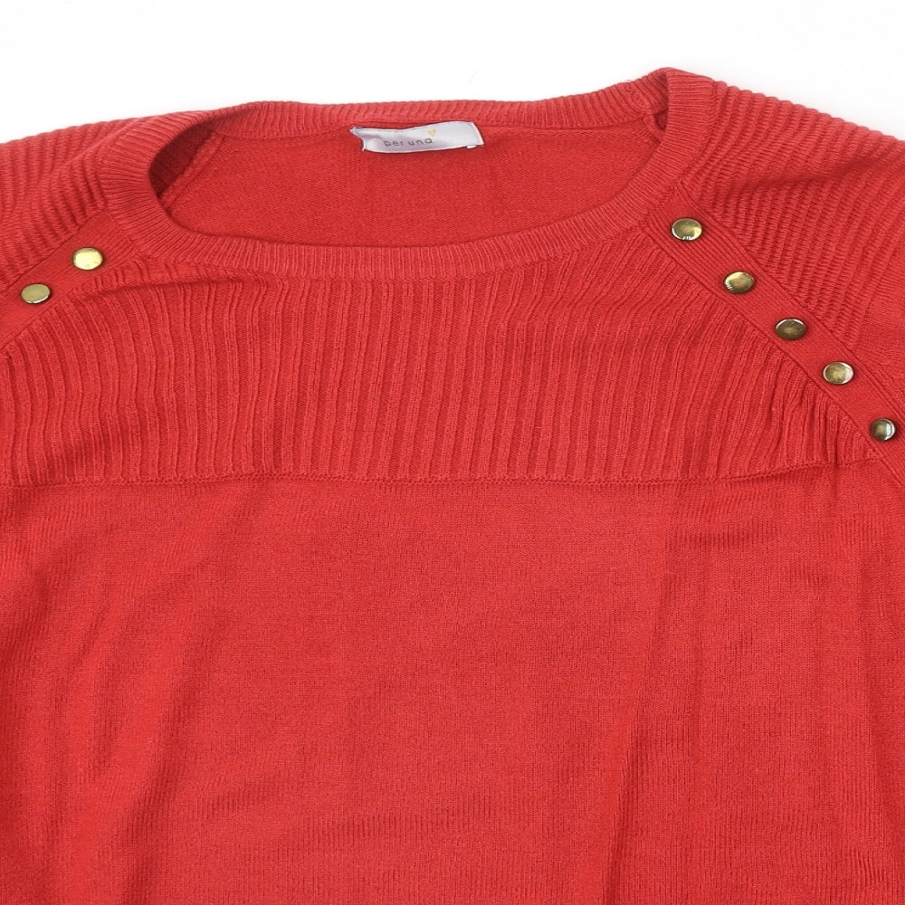 Marks and Spencer Womens Red Round Neck Acrylic Pullover Jumper Size 18