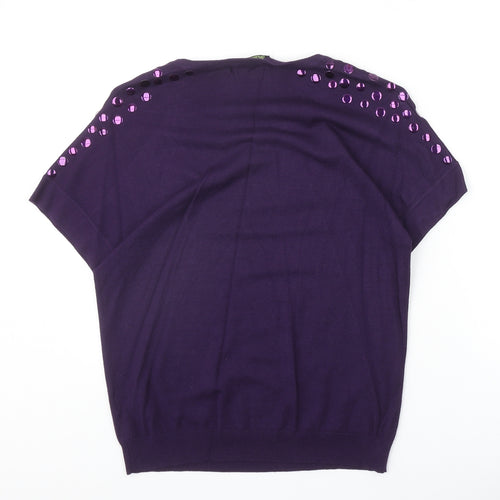 Claudia Womens Purple Scoop Neck Viscose Pullover Jumper Size M