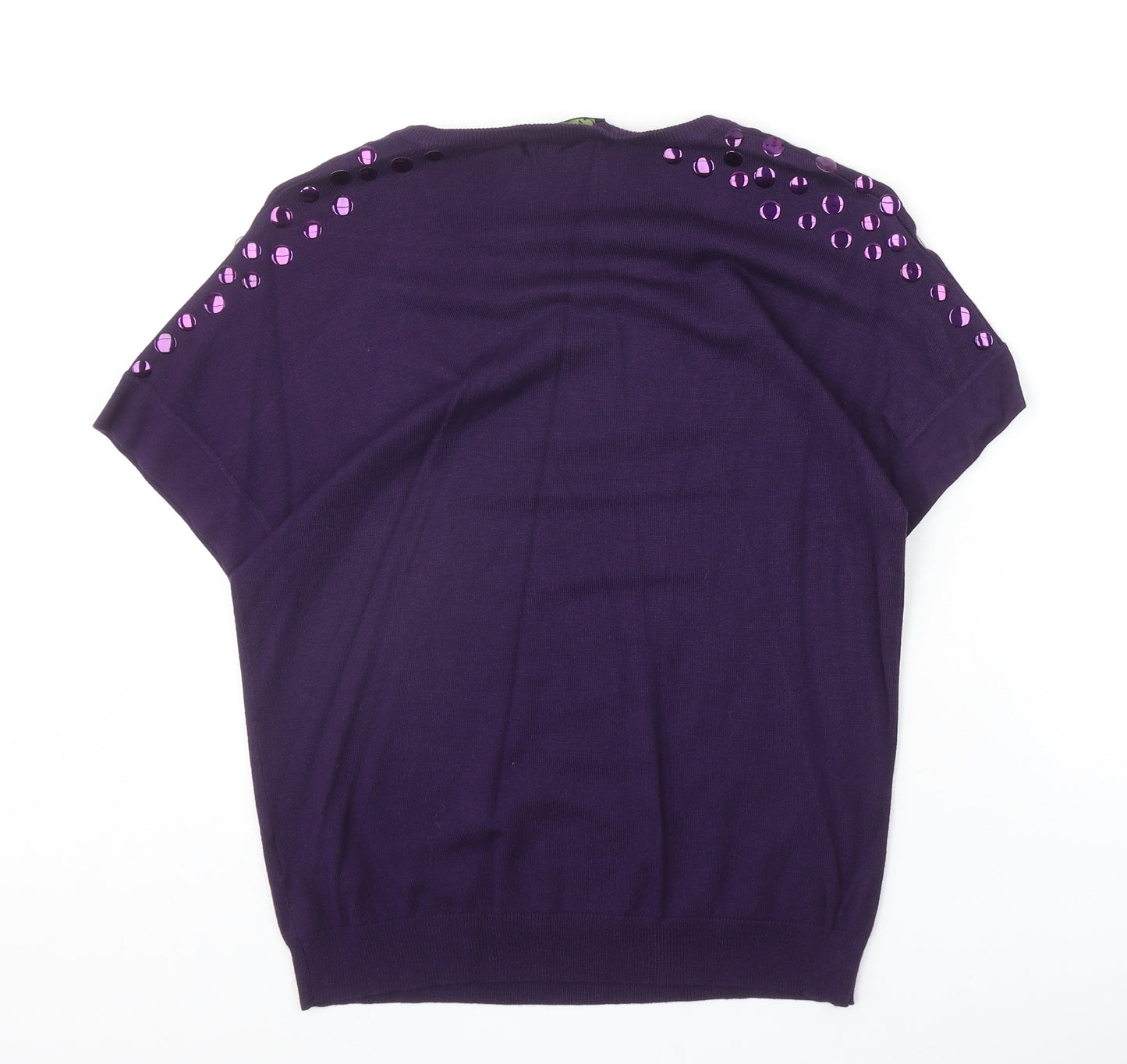 Claudia Womens Purple Scoop Neck Viscose Pullover Jumper Size M
