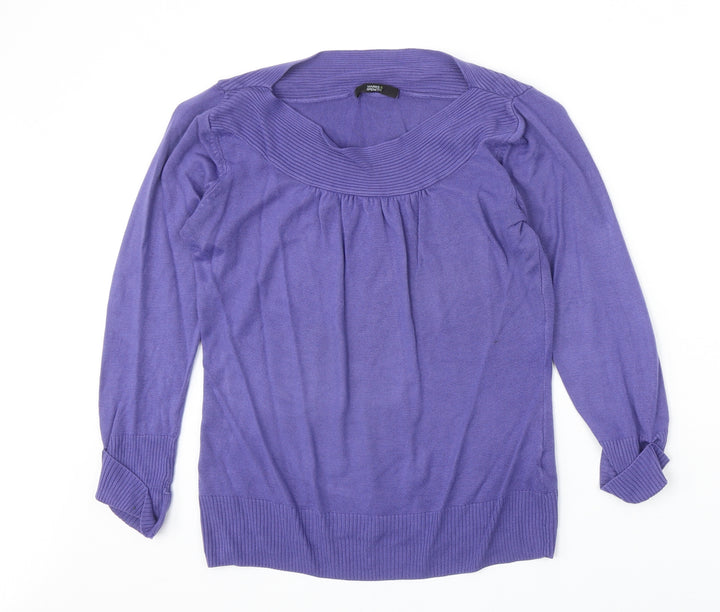 Marks and Spencer Womens Purple Boat Neck Acrylic Pullover Jumper Size 10